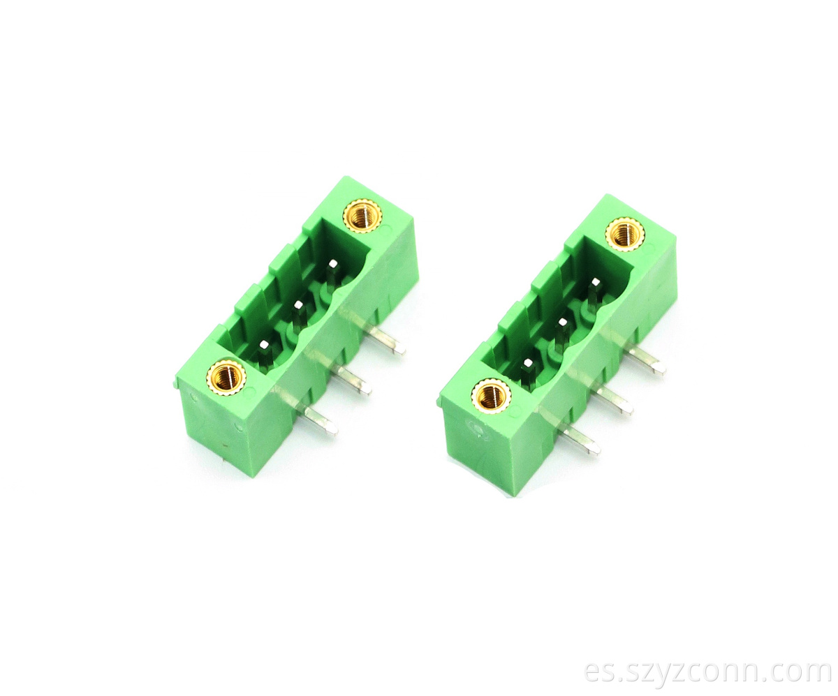 5.08mm Pitch Pluggable Terminal Blocks Male Lugged Bending Green 3P